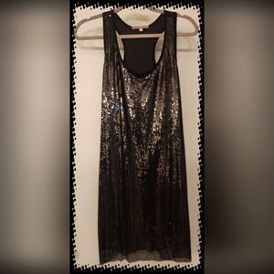 Black Sequin Sleeveless Mini Dress